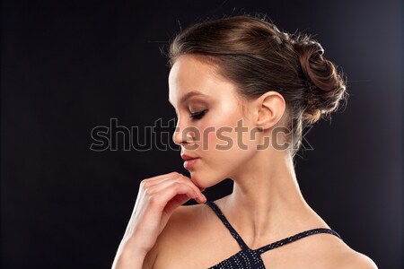 Kobieta diament kolczyki piękna kobieta suknia wieczorowa Zdjęcia stock © dolgachov