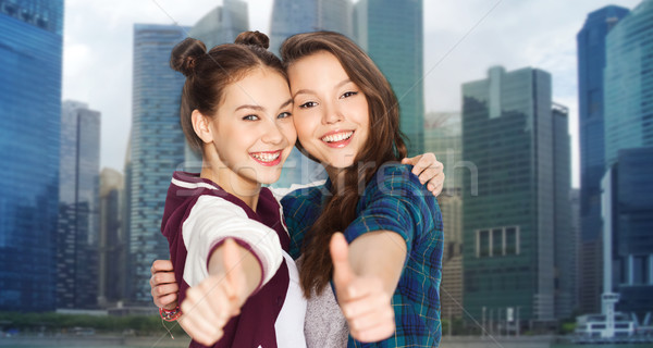 Felice sorridere ragazze adolescenti persone Foto d'archivio © dolgachov