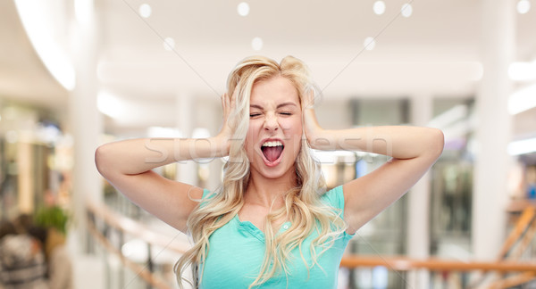 若い女性 頭 悲鳴 喜怒哀楽 ストックフォト © dolgachov