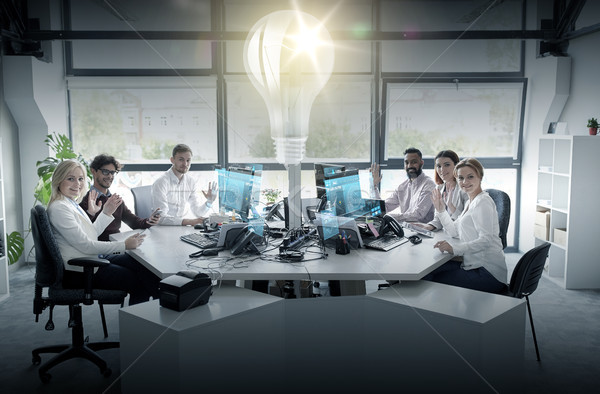 Stockfoto: Business · team · handen · kantoor · startup · technologie