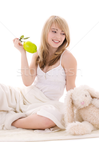 Limon parlak resim kadın gıda Stok fotoğraf © dolgachov
