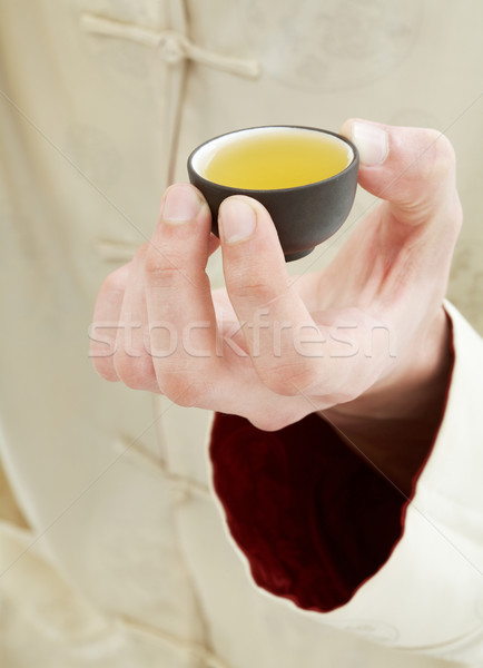 hand holding cup of green tea Stock photo © dolgachov