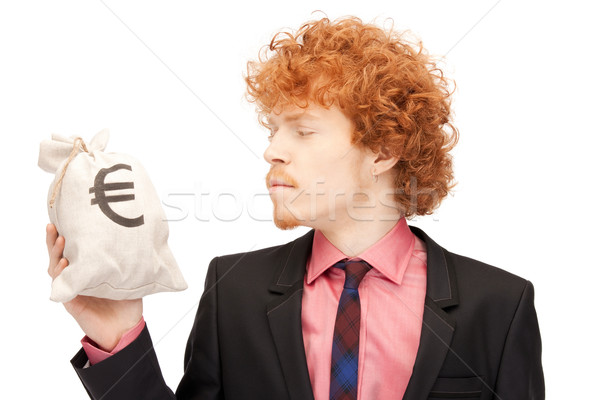 Foto stock: Homem · euro · saco · quadro · negócio · dinheiro