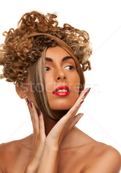 Mujer pelo Foto de moda blanco cara Foto stock © dolgachov