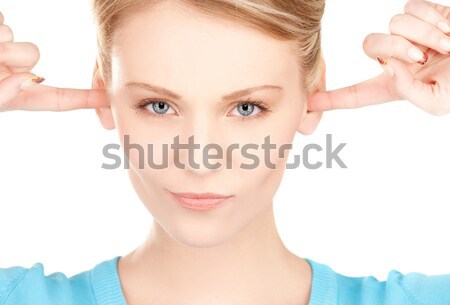 [[stock_photo]]: Femme · doigts · oreilles · photos · stress · tête