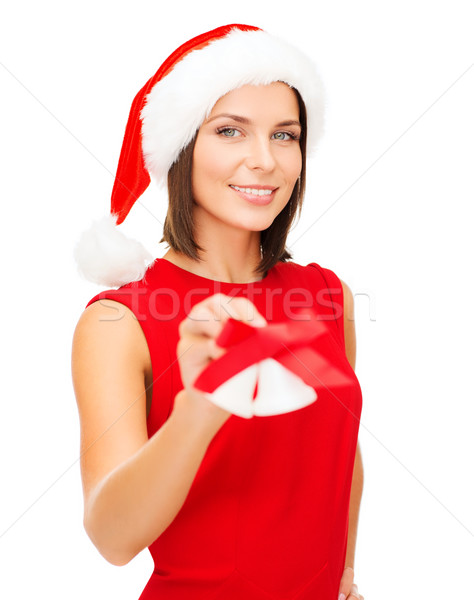 woman in santa helper hat with jingle bells Stock photo © dolgachov