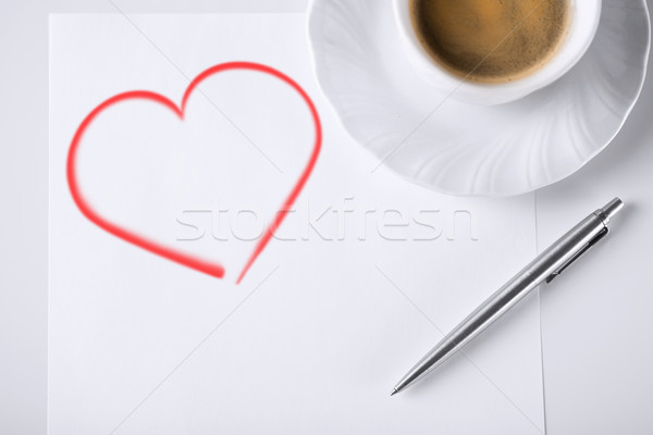 ストックフォト: 白紙 · 注記 · ペン · コーヒー · ビジネス · 愛