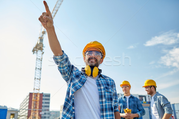 строители указывая пальца строительство бизнеса здании Сток-фото © dolgachov