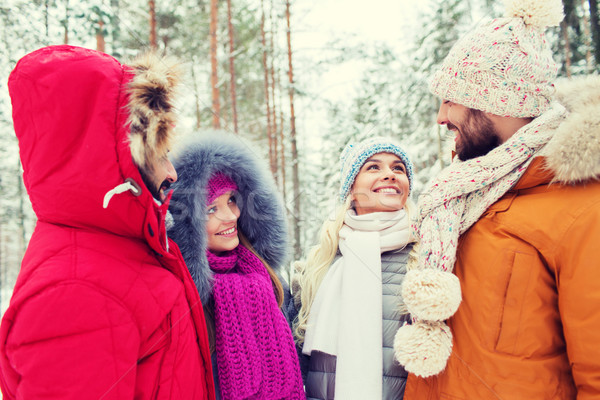 Grupo sonriendo hombres mujeres invierno forestales Foto stock © dolgachov