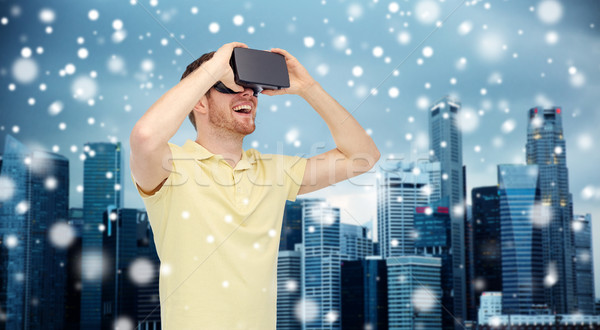 Boldog férfi virtuális valóság headset 3d szemüveg Stock fotó © dolgachov