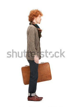 Stock fotó: Férfi · bőrönd · fényes · kép · jóképű · férfi · fiatal