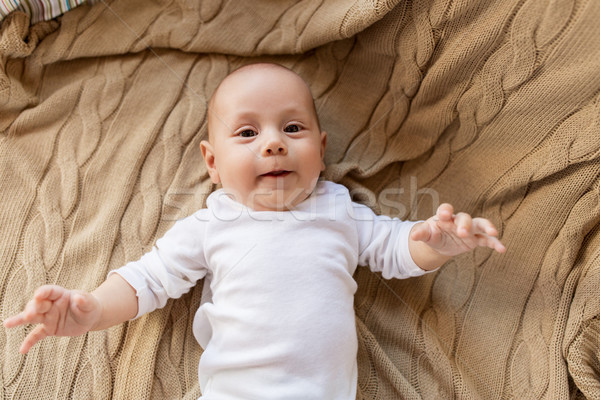 édes kicsi baba fiú kötött pléd Stock fotó © dolgachov