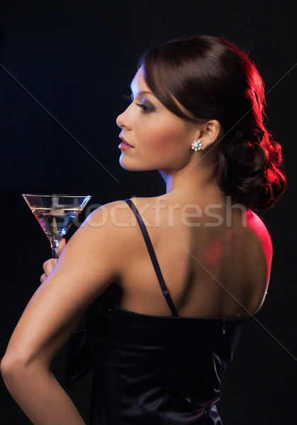 Femme cocktail belle femme robe de soirée fête visage [[stock_photo]] © dolgachov