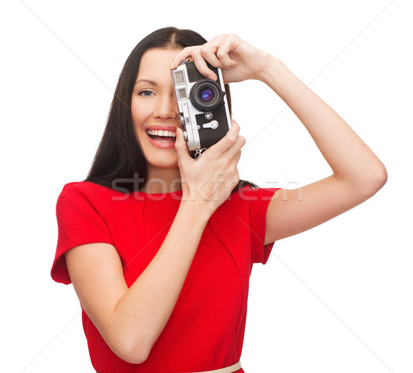 улыбающаяся женщина фотография цифровая камера современных технологий Сток-фото © dolgachov