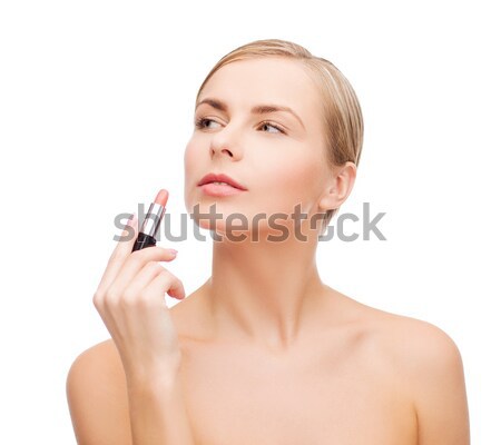 Mooie vrouw lippenstift cosmetica gezondheid schoonheid roze Stockfoto © dolgachov