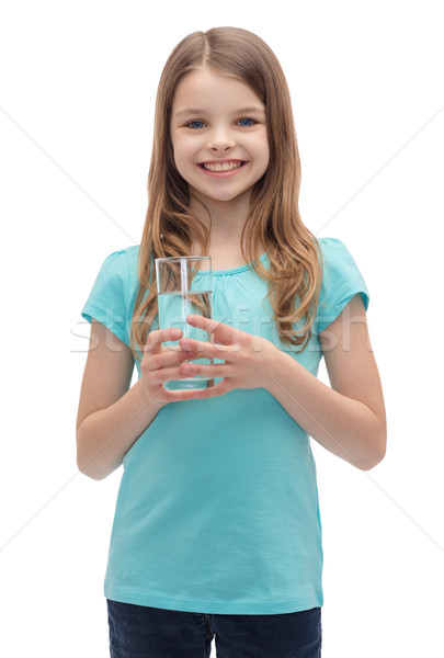 Lächelnd kleines Mädchen Glas Wasser Gesundheit Schönheit Stock foto © dolgachov