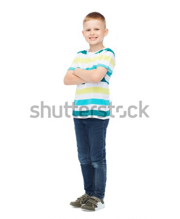 little boy in casual clothes with arms crossed Stock photo © dolgachov