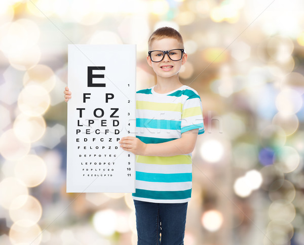 Mosolyog fiú szemüveg fehér tábla előrelátás Stock fotó © dolgachov