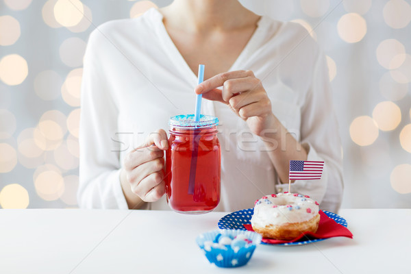 woman celebrating american independence day Stock photo © dolgachov