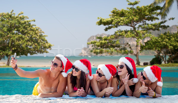 [[stock_photo]]: Groupe · amis · smartphone · vacances · d'été