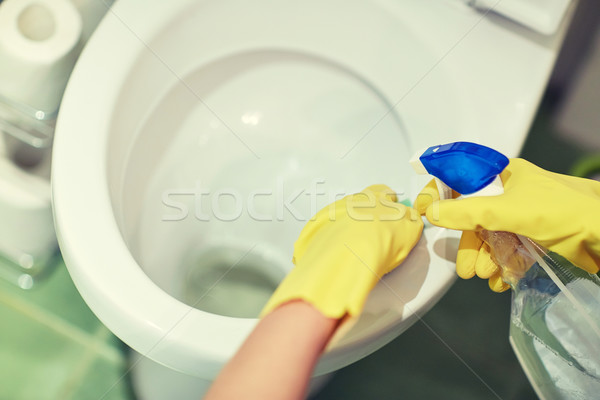 Strony detergent czyszczenia WC ludzi Zdjęcia stock © dolgachov