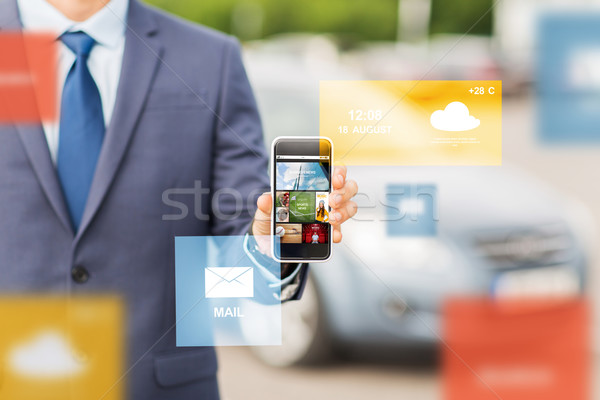 Geschäftsmann Smartphone Medien Transport Geschäftsreise Stock foto © dolgachov