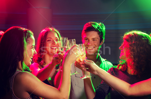 Mosolyog barátok szemüveg pezsgő klub buli Stock fotó © dolgachov