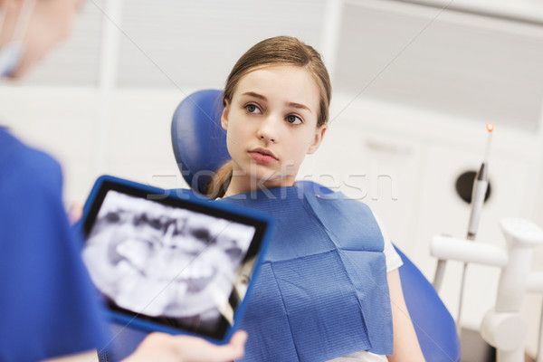 Dentista raio x menina paciente pessoas Foto stock © dolgachov