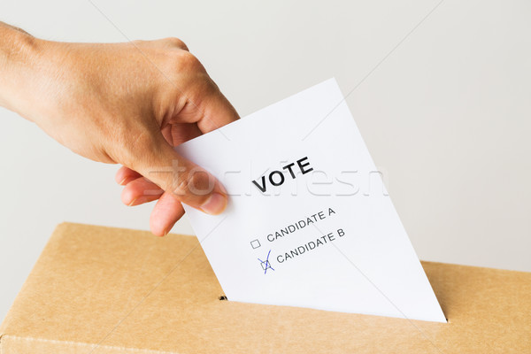 Man stemming stemmen vak verkiezing Stockfoto © dolgachov