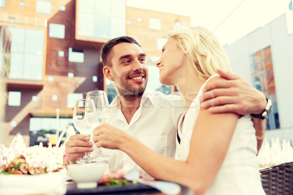 Heureux couple potable vin restaurant amour [[stock_photo]] © dolgachov