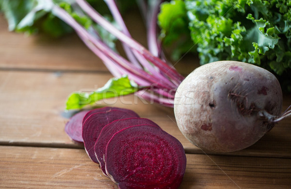 Stock photo: close up of sliced beet on wood