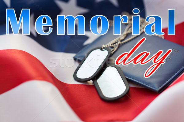 memorial day words on american flag and dog tags Stock photo © dolgachov