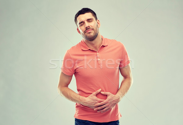 Foto stock: Infeliz · hombre · sufrimiento · dolor · de · estómago · personas · salud