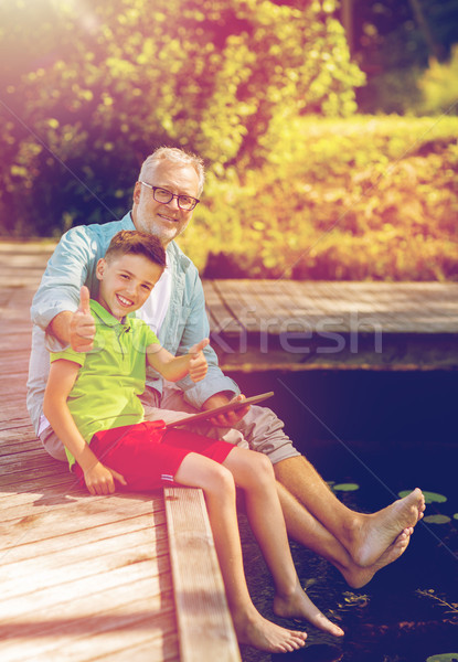 Avô menino rio família geração Foto stock © dolgachov