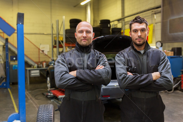 auto mechanics or tire changers at car shop Stock photo © dolgachov