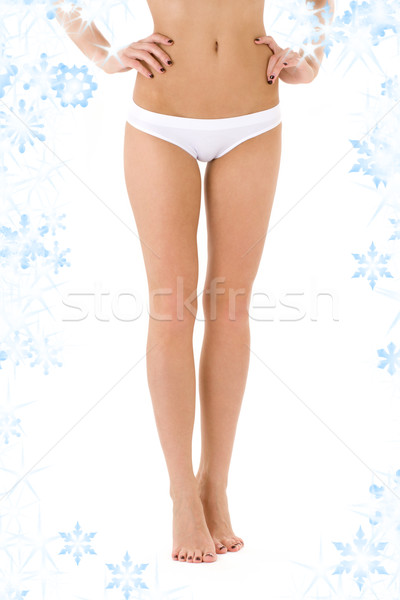 Egészséges lábak fehér bikini bugyik klasszikus Stock fotó © dolgachov