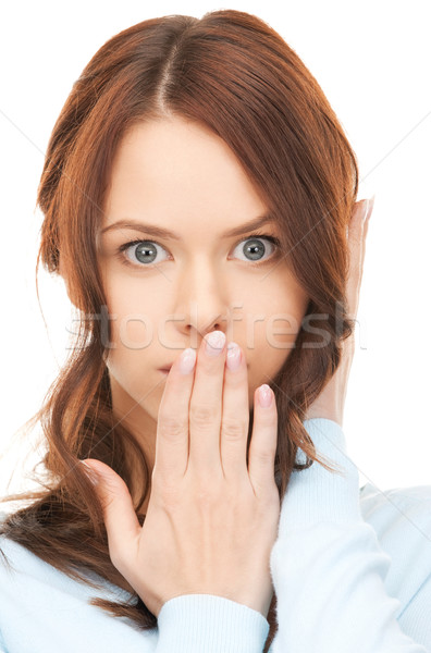 Stock photo: woman with hand over mouth