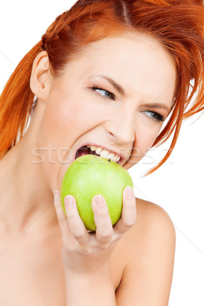 Mulher verde maçã quadro saudável Foto stock © dolgachov