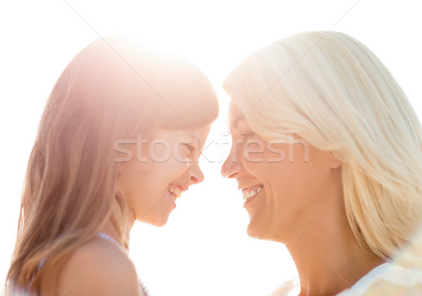 Foto stock: Feliz · mãe · criança · menina · verão · férias