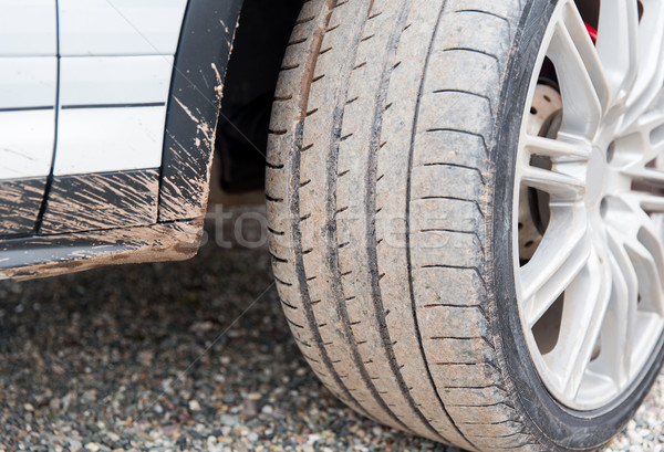 close up of dirty car wheel on ground Stock photo © dolgachov