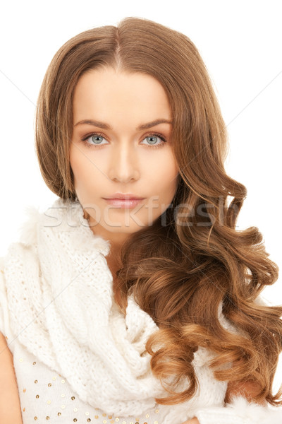 beautiful woman in white comforter Stock photo © dolgachov