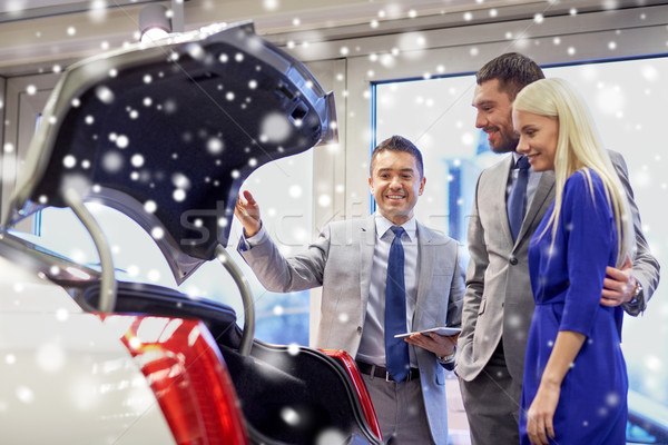 Foto stock: Feliz · Pareja · auto · mostrar · salón