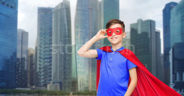 Stock fotó: Fiú · piros · szuperhős · maszk · karnevál · gyermekkor