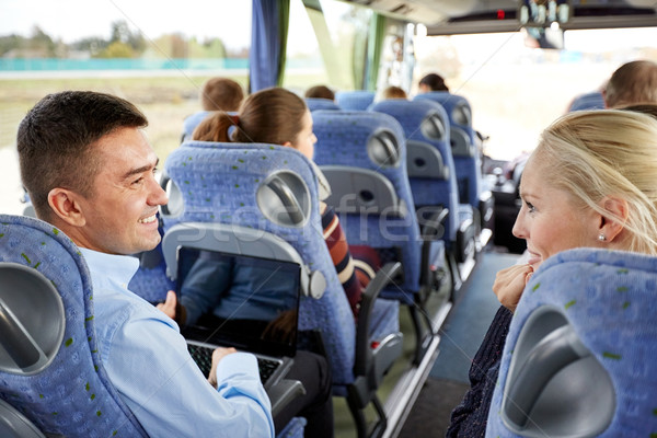 Gruppo felice passeggeri viaggio bus trasporto Foto d'archivio © dolgachov