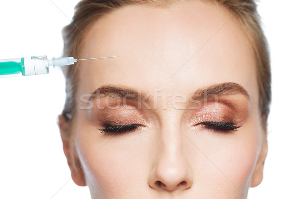 woman face and syringe making injection Stock photo © dolgachov