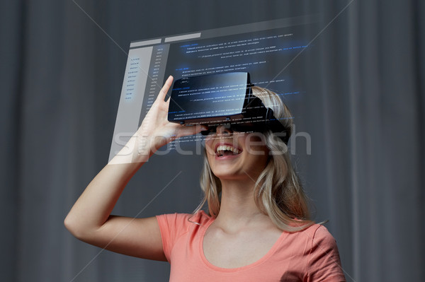 Femme réalité casque lunettes 3d technologie [[stock_photo]] © dolgachov
