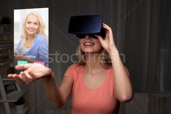 Foto stock: Mujer · virtual · realidad · auricular · gafas · 3d · tecnología