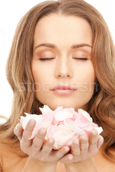 Stockfoto: Mooie · vrouw · rozenblaadjes · foto · vrouw · meisje · steeg