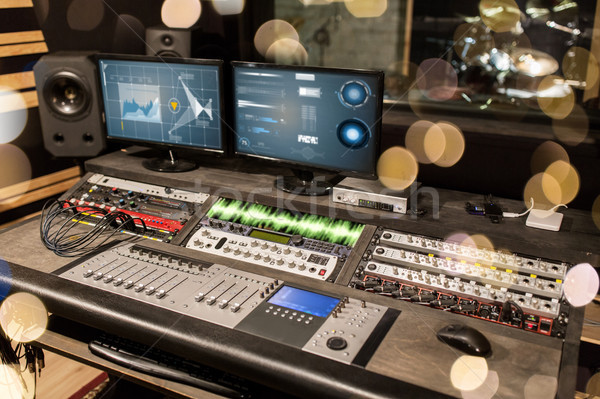 music mixing console at sound recording studio Stock photo © dolgachov