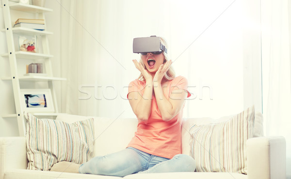 Foto stock: Mulher · virtual · realidade · fone · óculos · 3d · tecnologia